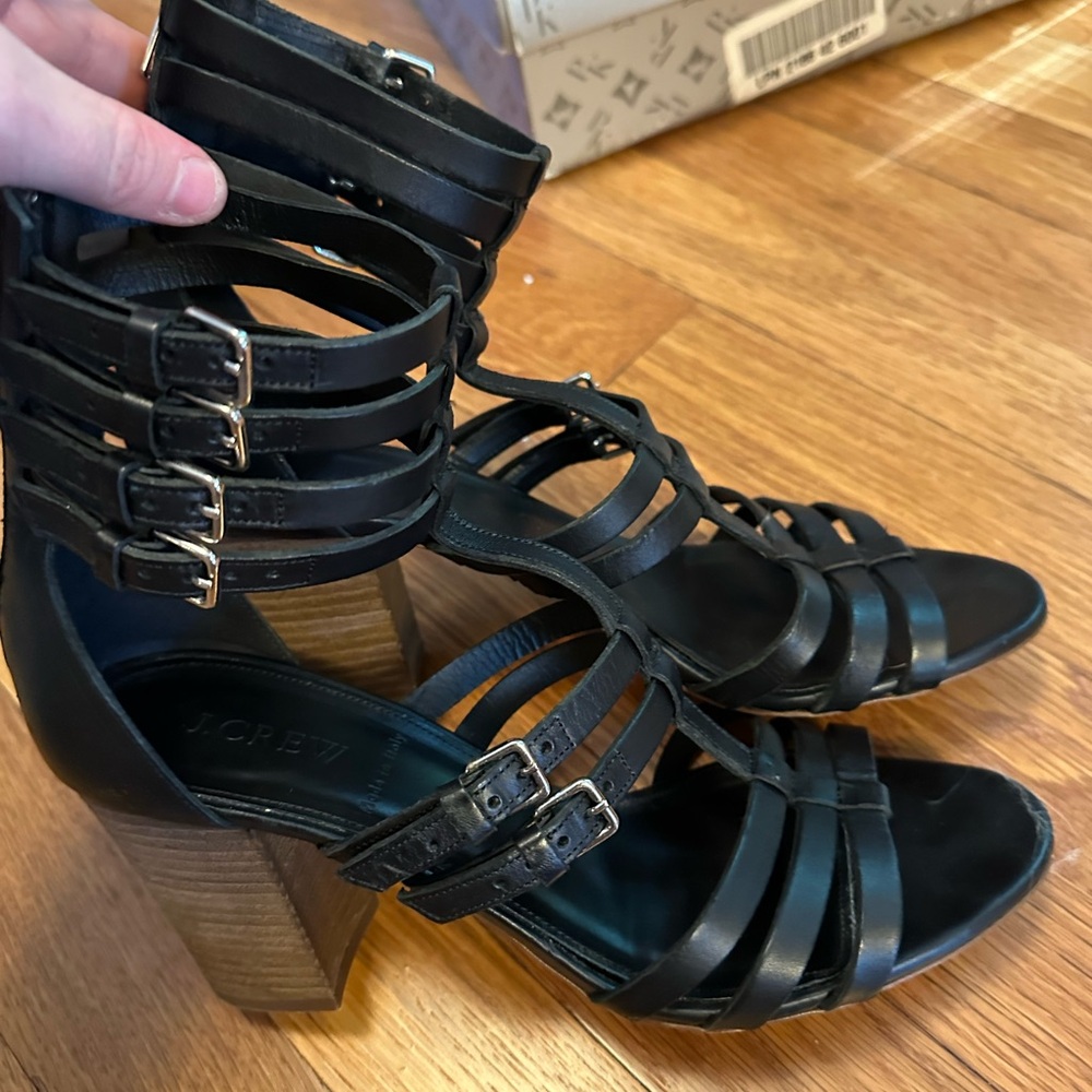 Jcrew T-Strap gladiator sandal size 8.5 EUC black